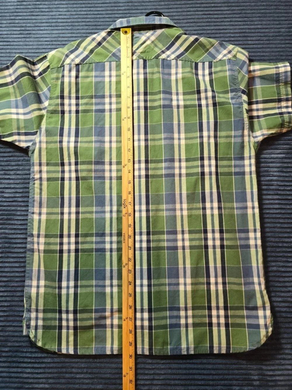 Levi's Mens Shirt Large Short Sleeve Plaid Button Up Green Blue White RN 117508